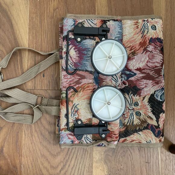 Vintage Cat Tapestry Wheeled Shopper Bag Tote Collapseable - Picture 8 of 13